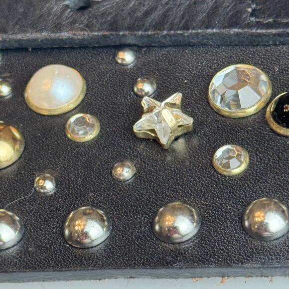 Topshop Black Studded Embellished Corset Waist Belt S/M Pearls Rhinestone Buckle - Picture 9 of 13